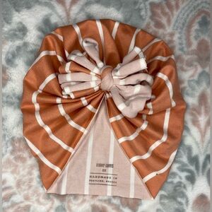 orange and White Kids Striped Turban Hat